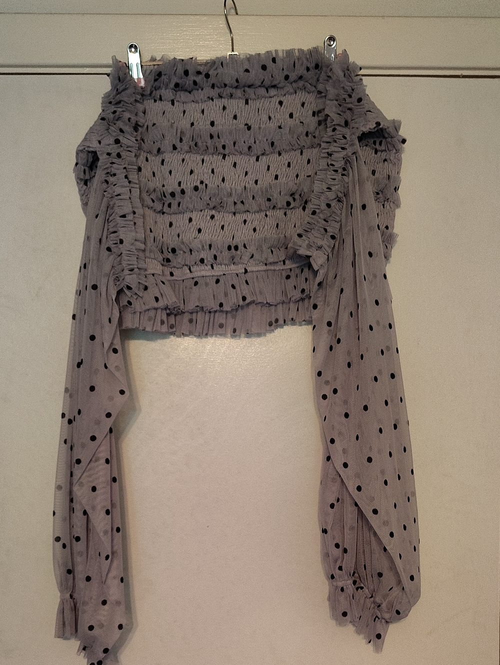 ASOS Lilac Polka Dot Smocked Crop Top